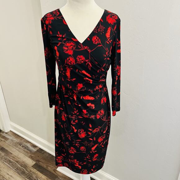 Lauren Ralph Lauren Dresses & Skirts - Lauren by Ralph Lauren Women's Red Black Floral Dress Size 6 (A0132)